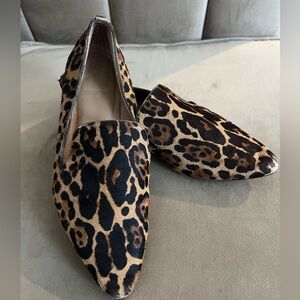 Calvin Klein calf hair leopard print loafers